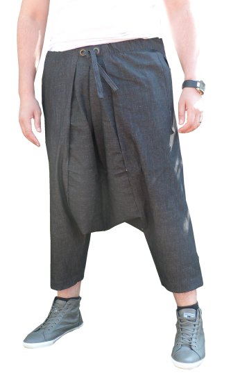 Pantalon sarouel jeans bleu marine Al-Haramayn Deluxe (Taille M) - Modèle  Cordon et poche avec fermeture zip