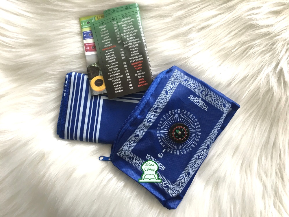 Tapis de Prière Musulman Portable avec Boussole - Format de Poche, Étanche  (Vert) - PRODUITS D'ART ISLAMIQUE