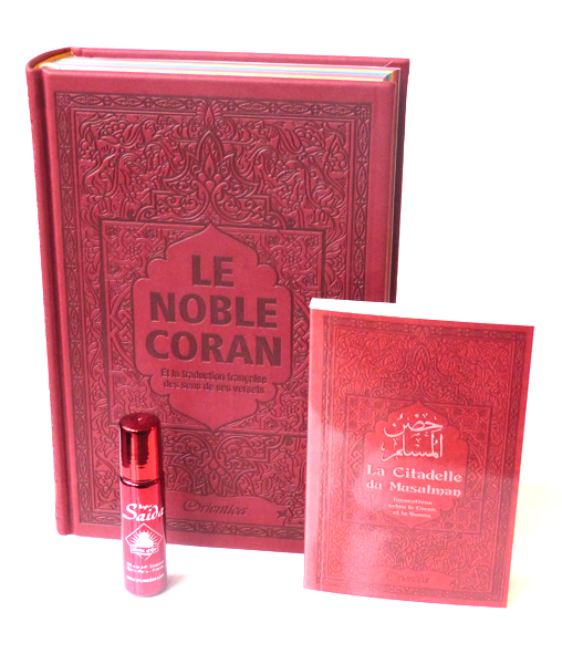 Pack cadeau de couleur bleu pas cher avec 2 livres Les 40 hadiths & La  Citadelle du musulman (bilingues français/arabe) - Parfum deluxe - Sac