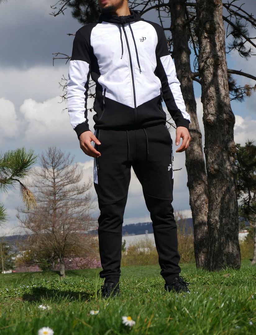 Ensemble jogging léger homme - Survêtement de Marque Best Ummah : Veste à  bande et pantalon Seroual - Couleur noir - Prêt à porter et accessoires