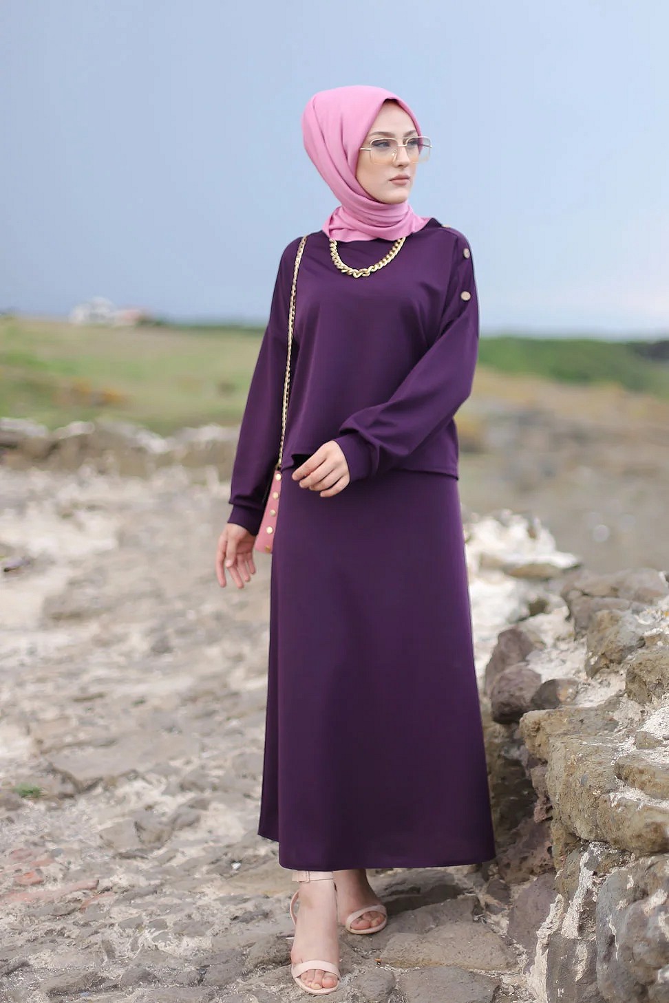 Jupe plissée pour femme (Boutique vêtement turque en ligne) - Couleur prune