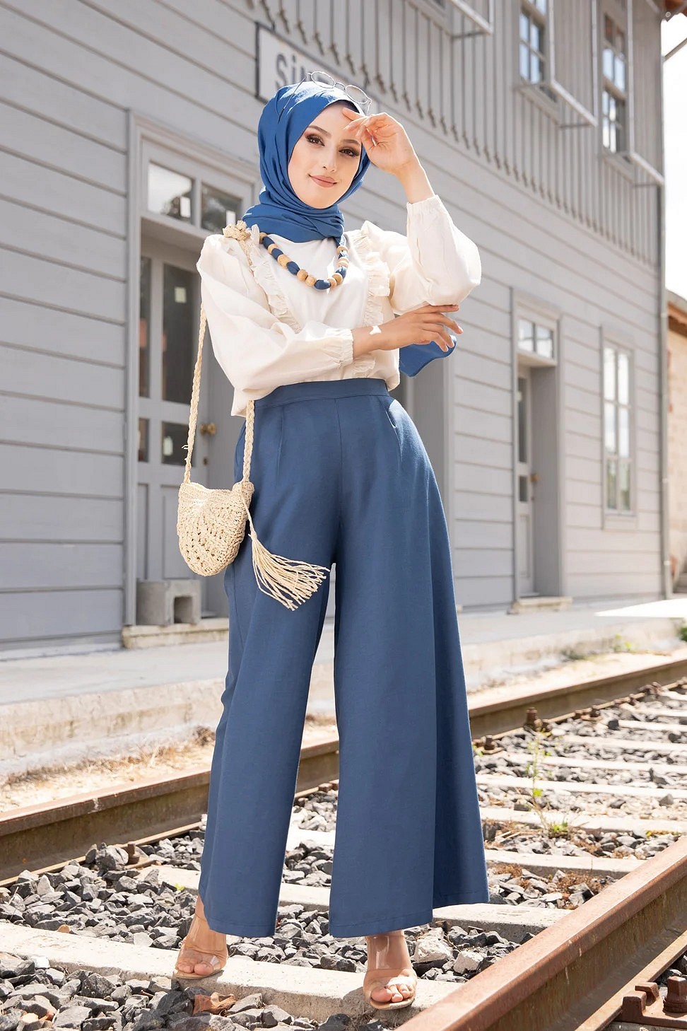 Pantalon casual à rayures pour femme (Grande taille disponible) - Couleur  bleu marine - Prêt à porter et accessoires sur