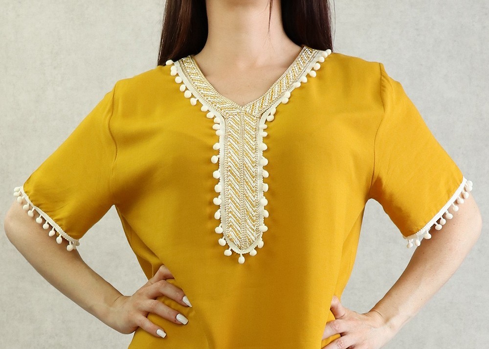 Robe de maison Robe d int rieur de couleur Jaune moutarde Pr t