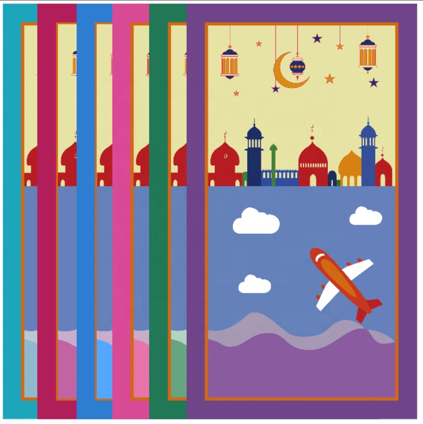 Tapis de prière musulman pour enfant et ado avec dessin Kaaba - Contour  bleu foncé - Illustration Kaba, désert, chameaux - Objet de décoration -  Idée cadeau - Oeuvre artisanale