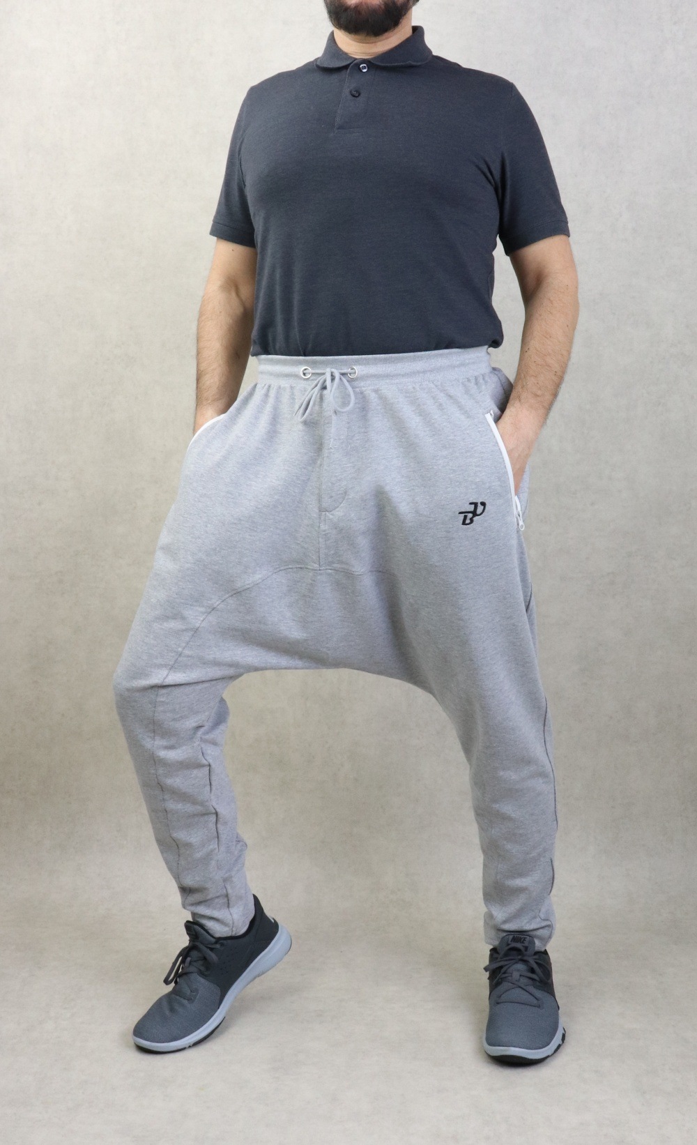Pantalon Sarouel Jogging léger homme poches zip - Sarouel Best Ummah -  Couleur Gris foncé chiné