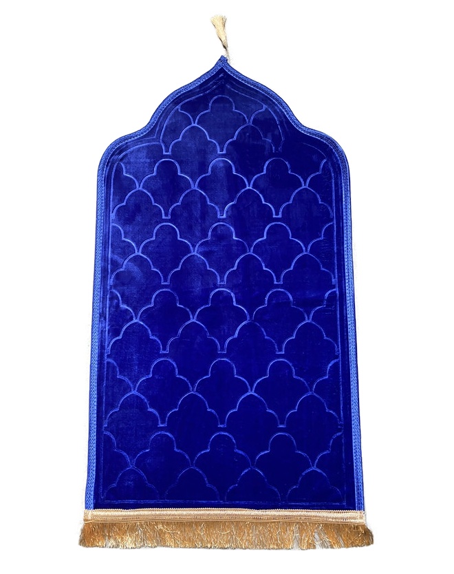 Tapis musulman de prière de poche avec boussole et poids aux extrémités  (léger, pliable avec sa sacoche, transportable : voyage et déplacement)