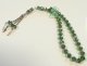 Sabha Chapelet 33 perles cristal vert avec decorations metalliques argentees